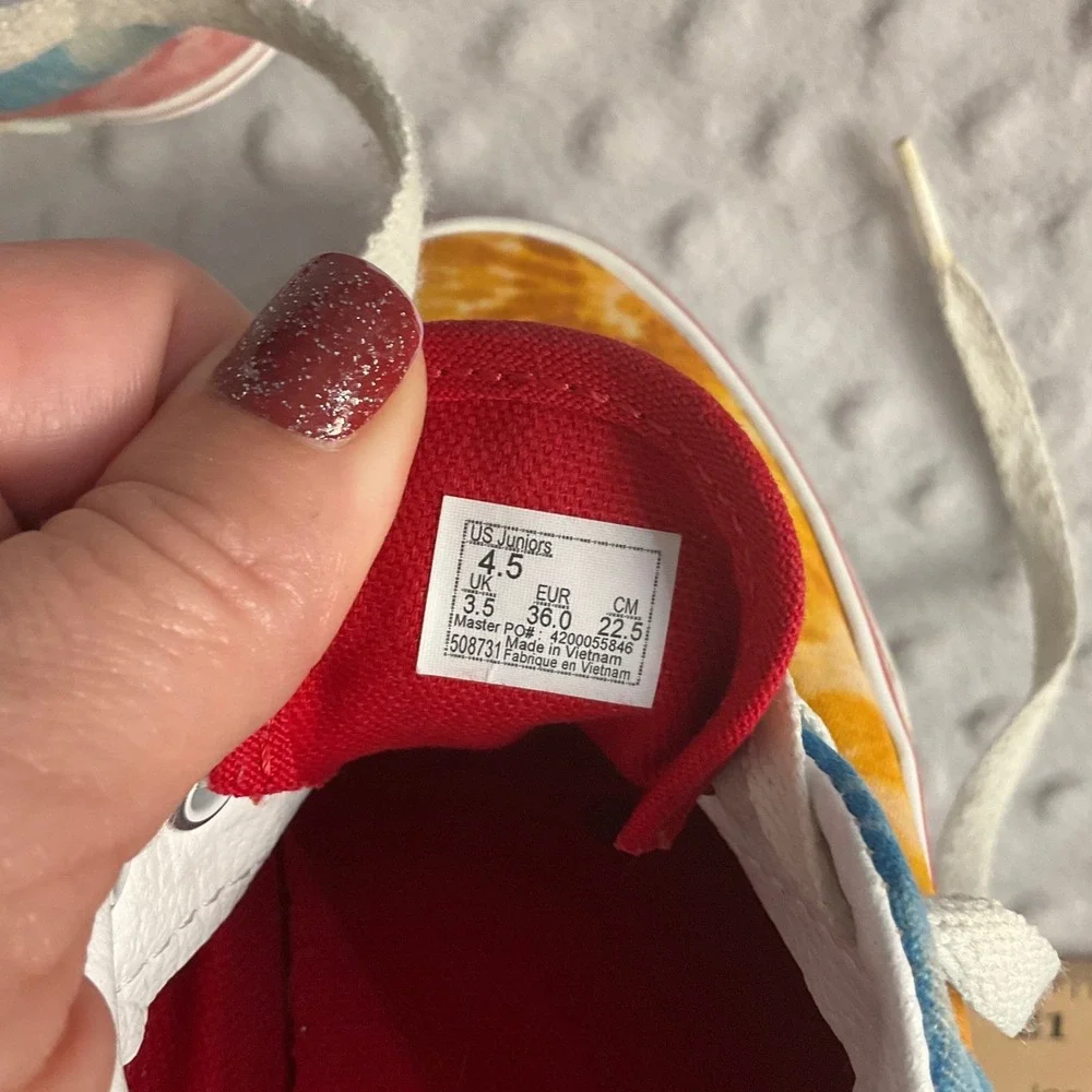 Vans Era Sneakers Kids 4.5 Blue Yellow Red Tie Dye Canvas Low Top Skate Shoes